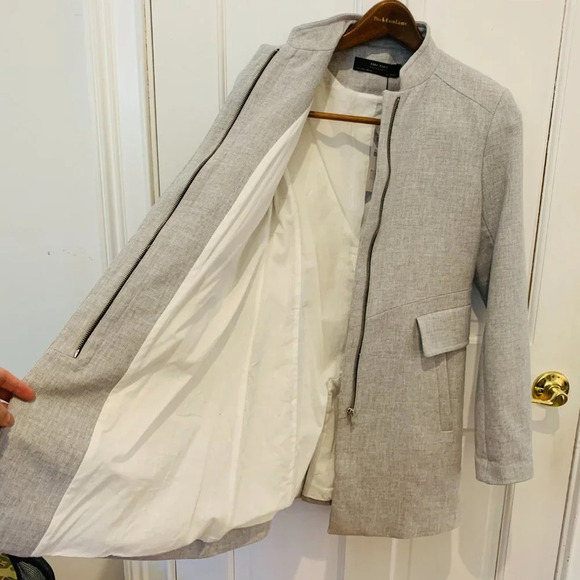 New With Tags Zara Basic Outerwear Women's Coat Snap Gray Size Small Jacket - Picture 4 of 16